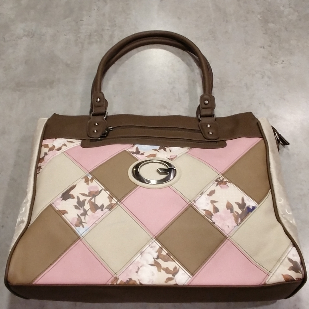 Gussachi Patchwork Laptop Padded Large Bag Pink And Brown Big G. New See Details